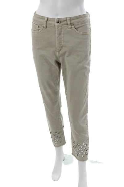 Joseph Ribkoff Womens Cropped Beige Cotton Jeans Size 8