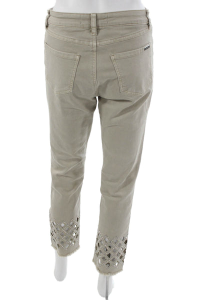 Joseph Ribkoff Womens Cropped Beige Cotton Jeans Size 8