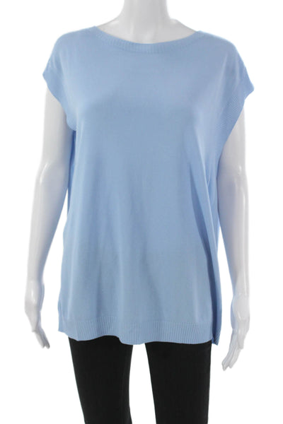 Max & Enjoy Women Tunic Sweater Sleeveless Boat Neck Viscose Blue Size One Size