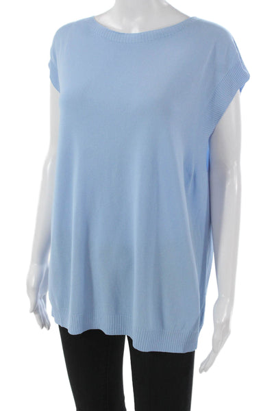 Max & Enjoy Women Tunic Sweater Sleeveless Boat Neck Viscose Blue Size One Size