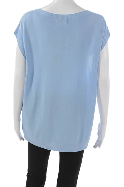 Max & Enjoy Women Tunic Sweater Sleeveless Boat Neck Viscose Blue Size One Size