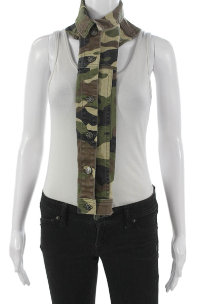 Veronica Beard Womens Rectangle Scarf Multicolor Camouflage Cotton Size One Size