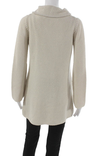 Goat Library Women Cardigan Ivory Merino Wool Long Sleeve Solid Size 4