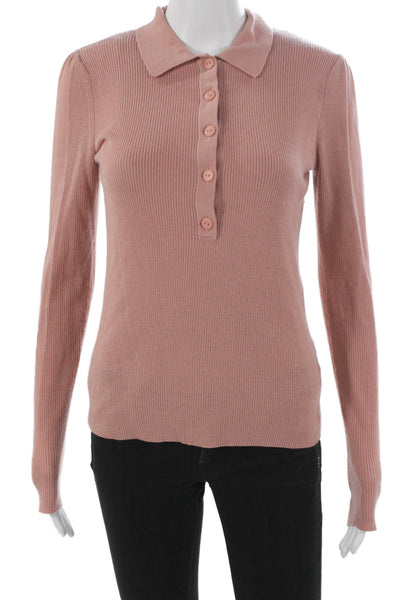 Me + Em Women Pink Wool Collared Long Sleeve Pullover Size 8