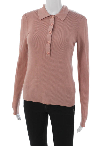 Me + Em Women Pink Wool Collared Long Sleeve Pullover Size 8