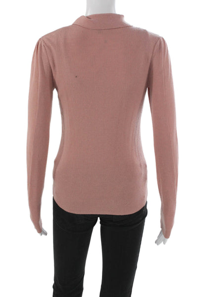 Me + Em Women Pink Wool Collared Long Sleeve Pullover Size 8