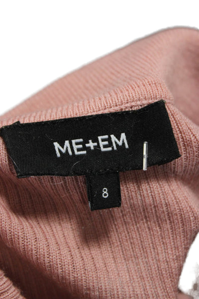 Me + Em Women Pink Wool Collared Long Sleeve Pullover Size 8