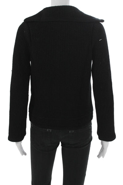 Goat Library Women Cardigan Black Merino Collared Long Sleeve Size 4
