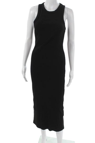 Sold Out Womens Bodycon Mid-Calf Dress Black Organic Cotton Sleeveless Size S