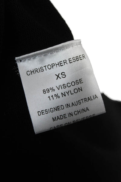 Christopher Esber Women Maxi Dress Black Sleeveless Scoop Neck Viscose Size XS