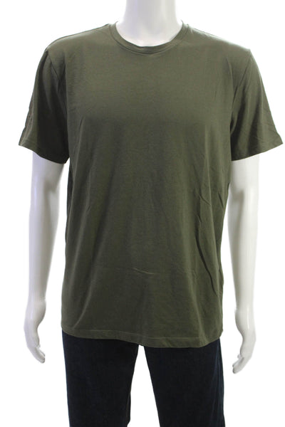 Reiss Mens T-Shirt Green Solid Cotton Polyester Crew Neck Short Sleeve Size XL