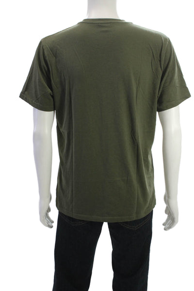 Reiss Mens T-Shirt Green Solid Cotton Polyester Crew Neck Short Sleeve Size XL