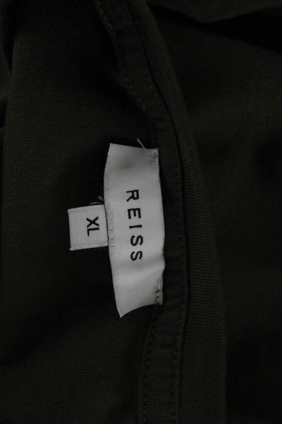 Reiss Mens T-Shirt Green Solid Cotton Polyester Crew Neck Short Sleeve Size XL