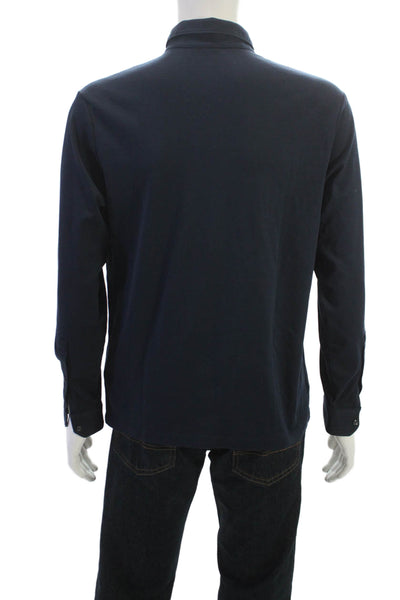 Charles Tyrwhitt Mens Long Sleeves Polo Shirt Navy Blue Size Medium