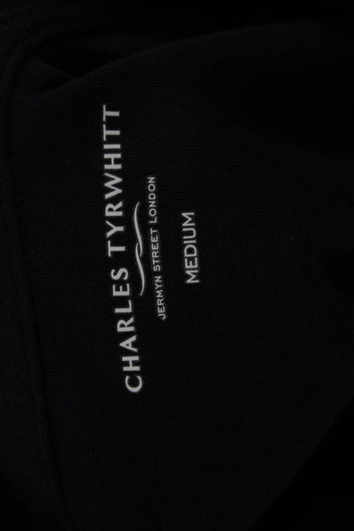 Charles Tyrwhitt Mens Long Sleeves Polo Shirt Navy Blue Size Medium
