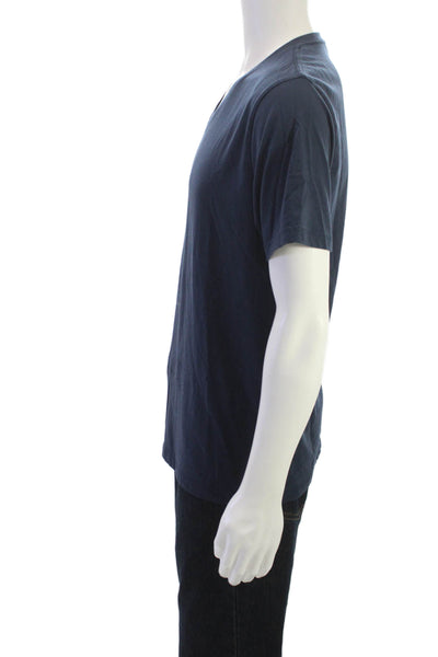 Reiss Mens Blue V-Neck Solid T-Shirt Short Sleeve Size XL