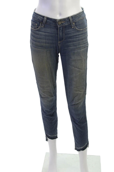 Paige Women Cropped Jeans Blue Rayon Mid Rise Inseam 26 Size 25