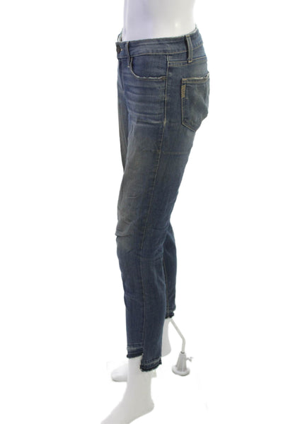 Paige Women Cropped Jeans Blue Rayon Mid Rise Inseam 26 Size 25