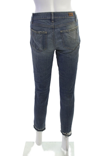 Paige Women Cropped Jeans Blue Rayon Mid Rise Inseam 26 Size 25