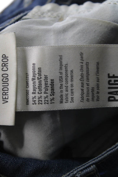 Paige Women Cropped Jeans Blue Rayon Mid Rise Inseam 26 Size 25