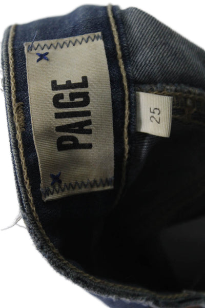 Paige Women Cropped Jeans Blue Rayon Mid Rise Inseam 26 Size 25