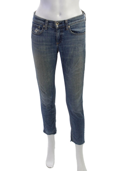 Rag & Bone Womens Cropped Jeans Blue Mid Rise Cotton Size 25