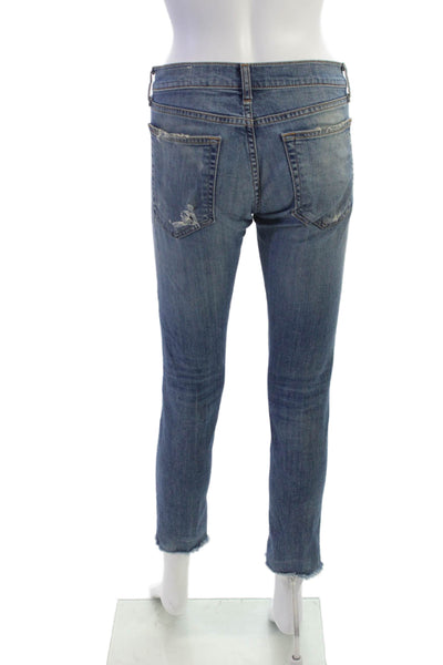 Rag & Bone Womens Cropped Jeans Blue Mid Rise Cotton Size 25