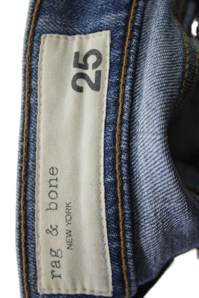 Rag & Bone Womens Cropped Jeans Blue Mid Rise Cotton Size 25