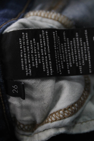 J Brand Womens Ankle Jeans Blue Floral Mid Rise Button Size 26