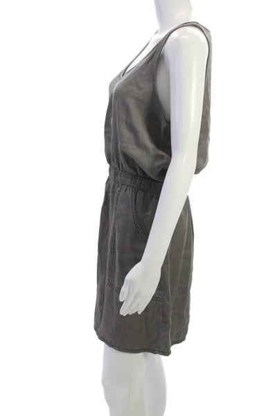 Calvin Klein Jeans Womens Blouson Dress Gray Tencel V Neck Sleeveless Size S