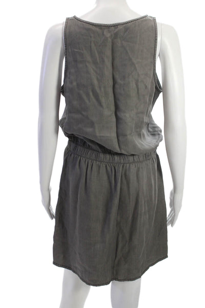 Calvin Klein Jeans Womens Blouson Dress Gray Tencel V Neck Sleeveless Size S