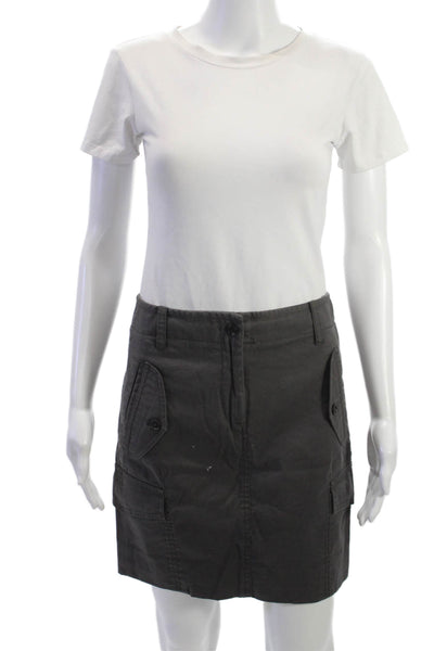 DKNY Womens Cargo Skirt Gray 96% Cotton Button Short Size 2