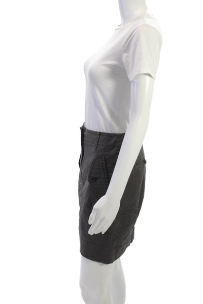 DKNY Womens Cargo Skirt Gray 96% Cotton Button Short Size 2