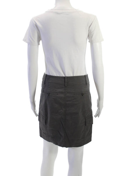 DKNY Womens Cargo Skirt Gray 96% Cotton Button Short Size 2