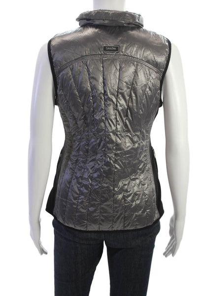 Calvin Klein Performance Women Sleeveless Gray Polyester Zip Vest Size XS