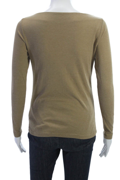 Lauren Ralph Lauren Women Beige Floral Boatneck Long Sleeve T-Shirt Size XS