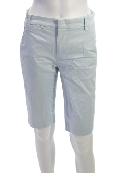 Vince Women Blue Cotton Blend Chino Shorts Button Closure Size 0