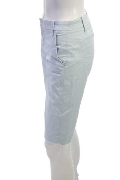 Vince Women Blue Cotton Blend Chino Shorts Button Closure Size 0