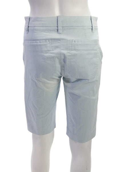 Vince Women Blue Cotton Blend Chino Shorts Button Closure Size 0