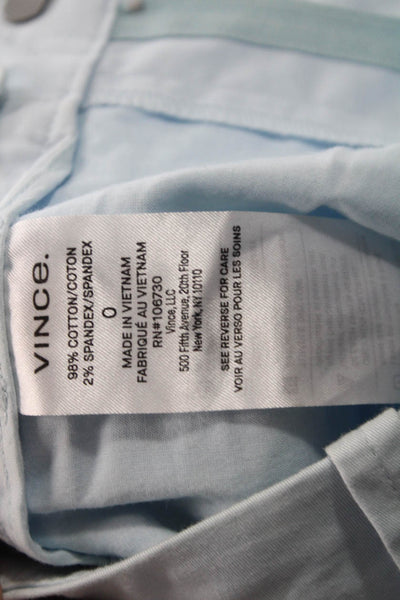 Vince Women Blue Cotton Blend Chino Shorts Button Closure Size 0