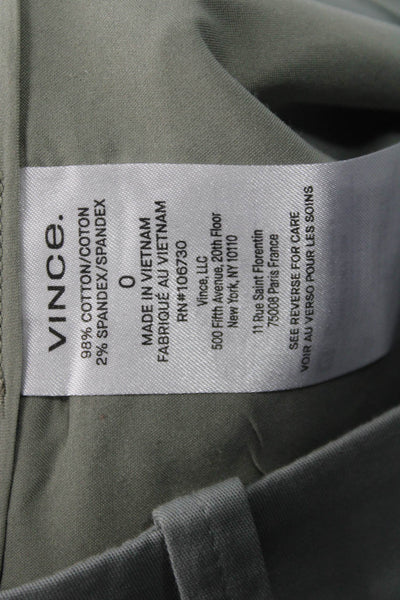 Vince Womens Gray Cotton Chino Shorts Button Closure Size 0