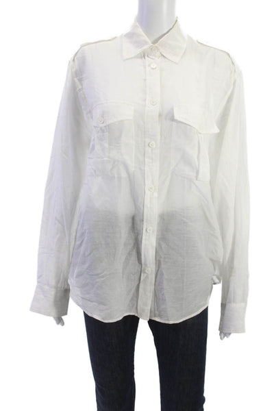 Zadig & Voltaire Women Cotton Long Sleeve Button Up Blouse White Size M