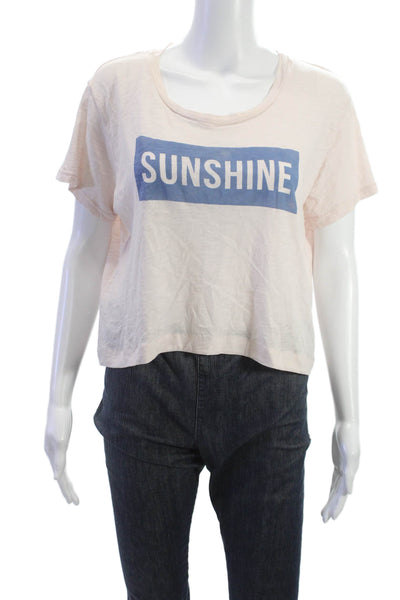 Sundry Womens Basic T Shirt Pink Scoop Neck Cotton Blend Short Sleeve Size 2