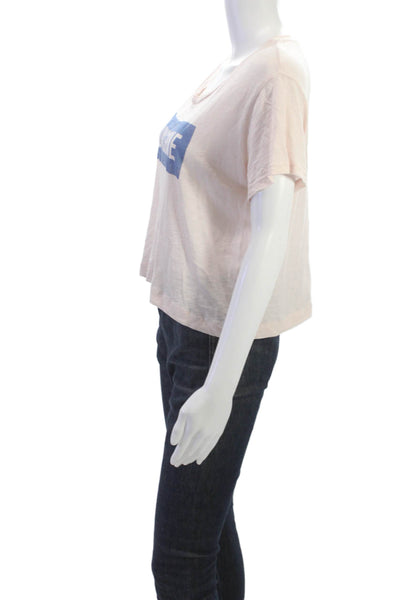 Sundry Womens Basic T Shirt Pink Scoop Neck Cotton Blend Short Sleeve Size 2