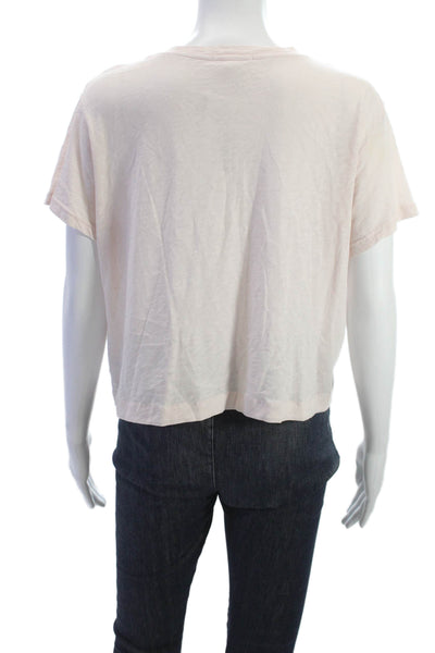 Sundry Womens Basic T Shirt Pink Scoop Neck Cotton Blend Short Sleeve Size 2