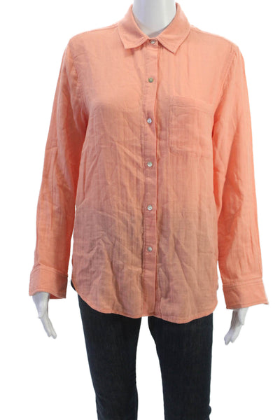 Rails Womens Orange Cotton Long Sleeve Basic Button-Up Top Size S
