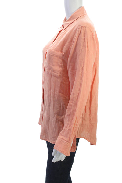 Rails Womens Orange Cotton Long Sleeve Basic Button-Up Top Size S