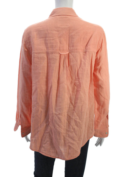Rails Womens Orange Cotton Long Sleeve Basic Button-Up Top Size S