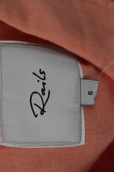 Rails Womens Orange Cotton Long Sleeve Basic Button-Up Top Size S
