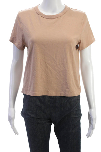 Lululemon Womens Beige Basic Crew Neck Short Sleeve T-Shirt Cotton Blend Size 4